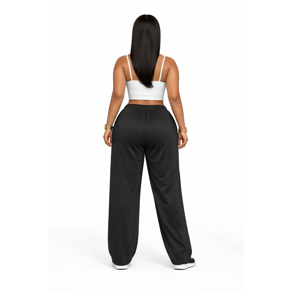 Black Graphic Print Jogger Pants  US New York Street Style Trousers